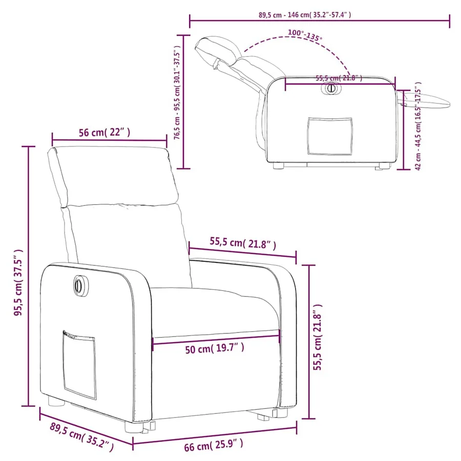 Fauteuil inclinable électrique crème similicuir - 17