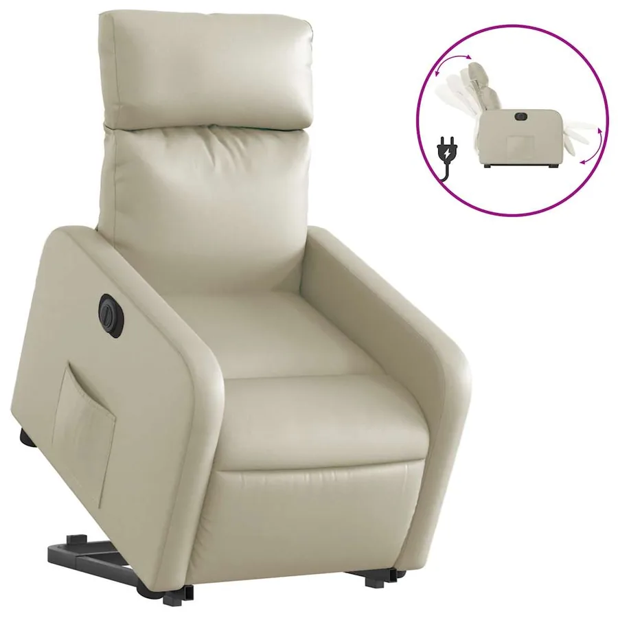 Fauteuil inclinable électrique crème similicuir - 2