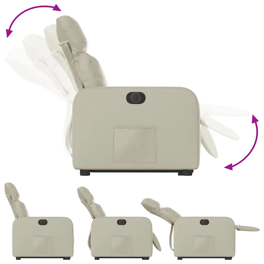 Fauteuil inclinable électrique crème similicuir - 7