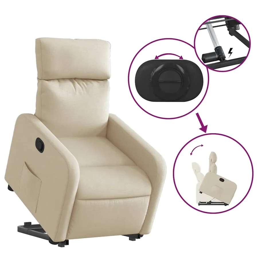Fauteuil inclinable Crème Tissu - 6