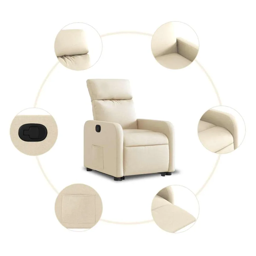 Fauteuil inclinable Crème Tissu - 8