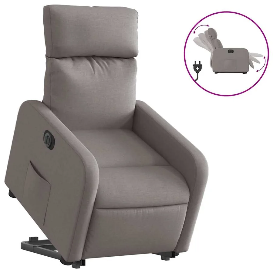 Fauteuil inclinable électrique taupe tissu - 2