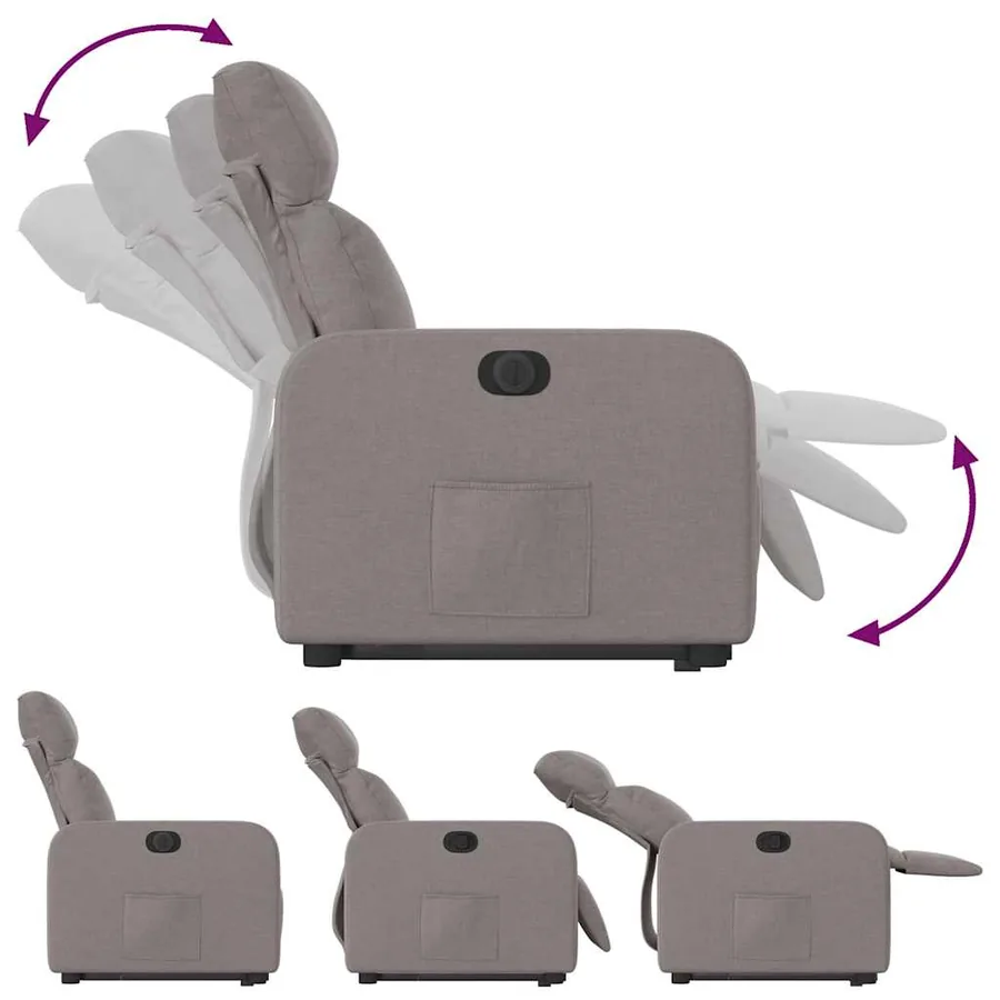 Fauteuil inclinable électrique taupe tissu - 7