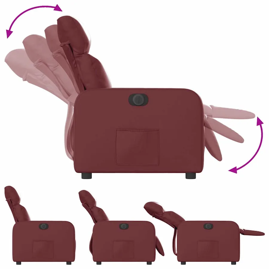 Fauteuil inclinable électrique Rouge bordeaux Similicuir - 7