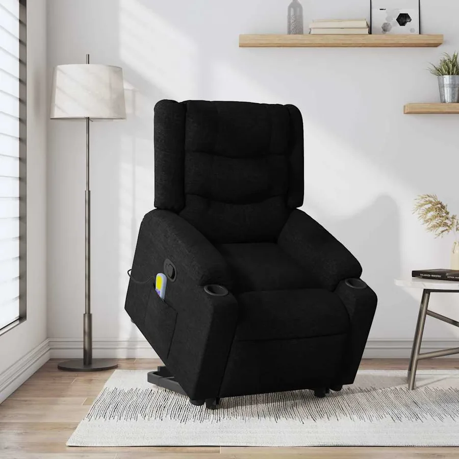 Fauteuil de massage inclinable Noir Tissu - 15
