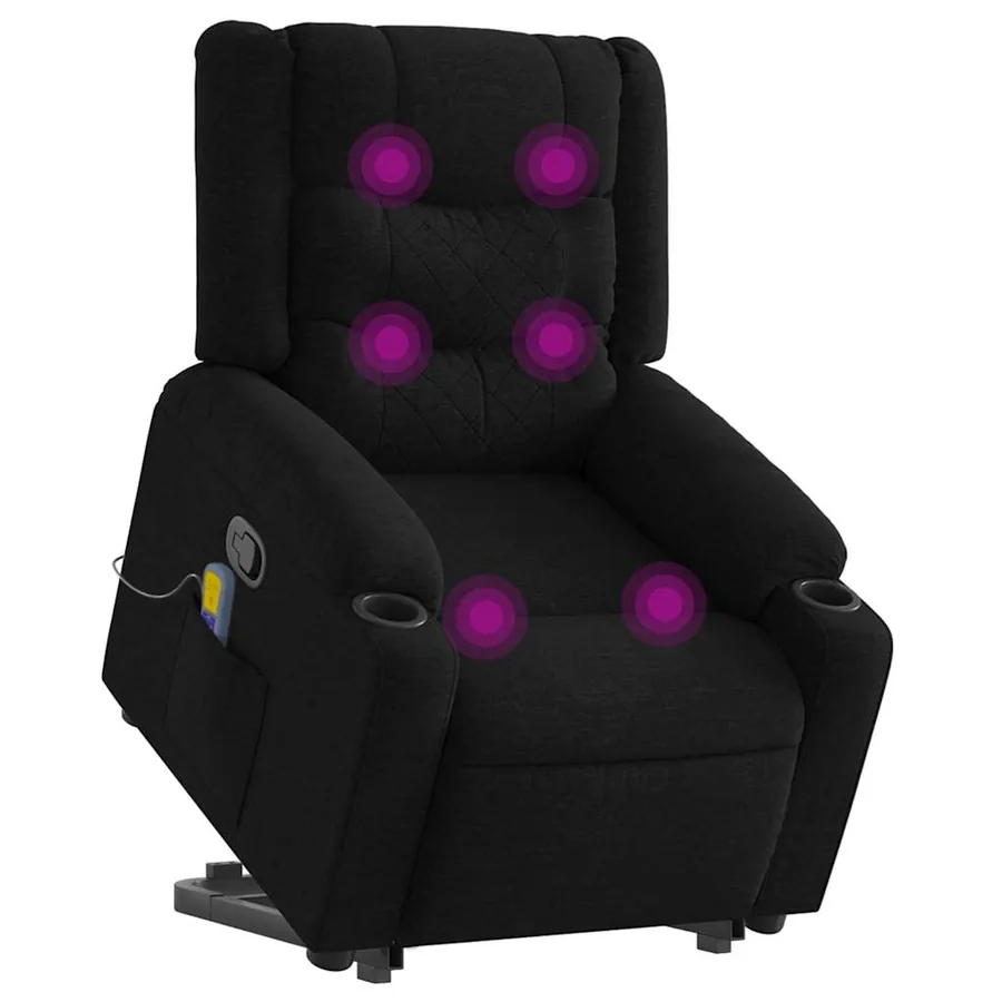 Fauteuil de massage inclinable Noir Tissu - 3