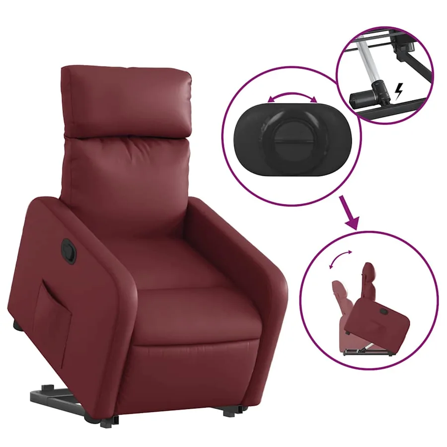 Fauteuil inclinable Rouge bordeaux Similicuir - 6