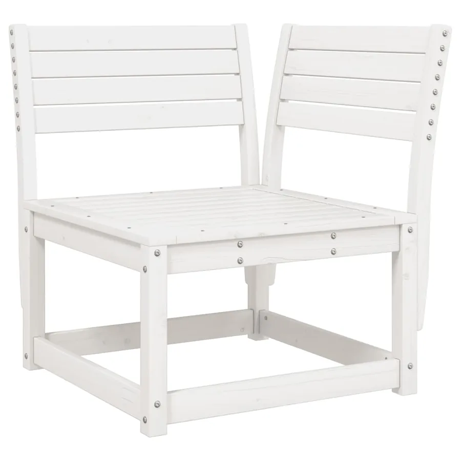 Canapé d'angle de jardin et coussins blanc bois de pin massif - 4