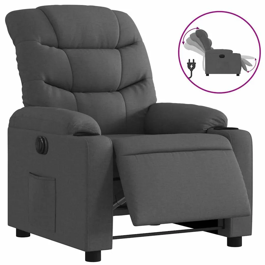 Fauteuil inclinable électrique Gris foncé Tissu - 2