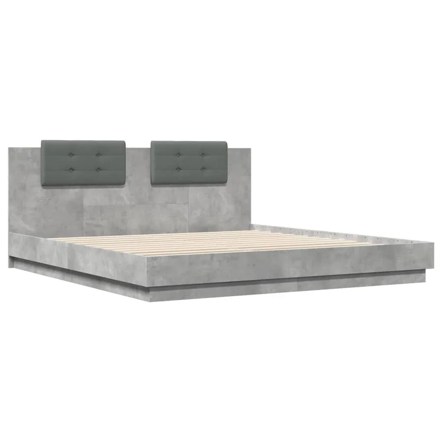 Cadre de lit avec LED sans matelas gris béton 200x200 cm - 3