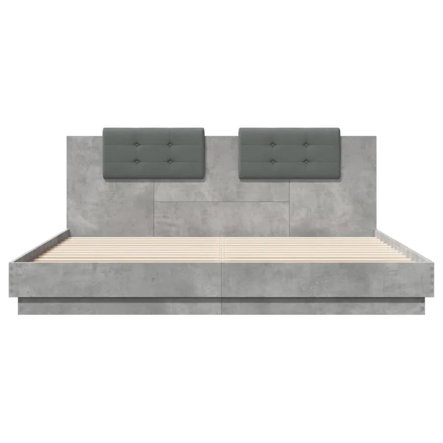 Cadre de lit avec LED sans matelas gris béton 200x200 cm - 6