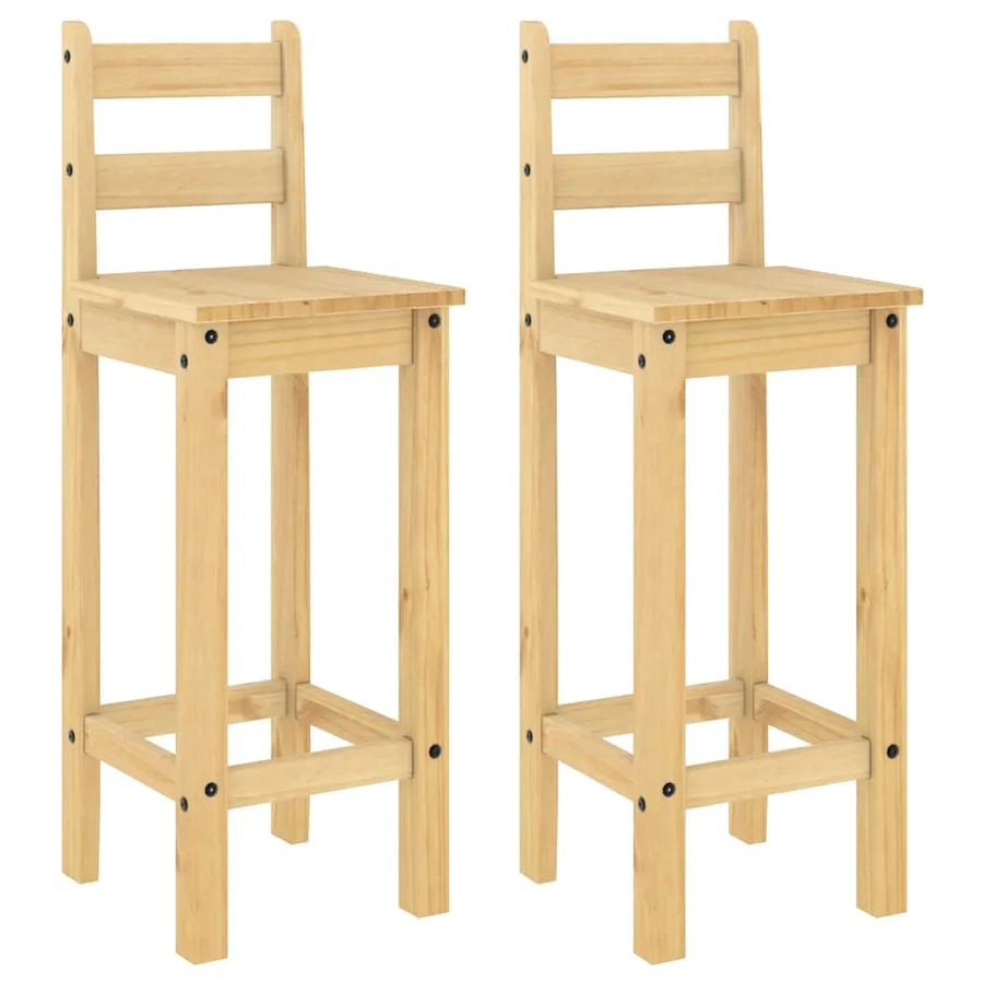 Chaises de bar lot de 2 bois de pin solide - 2
