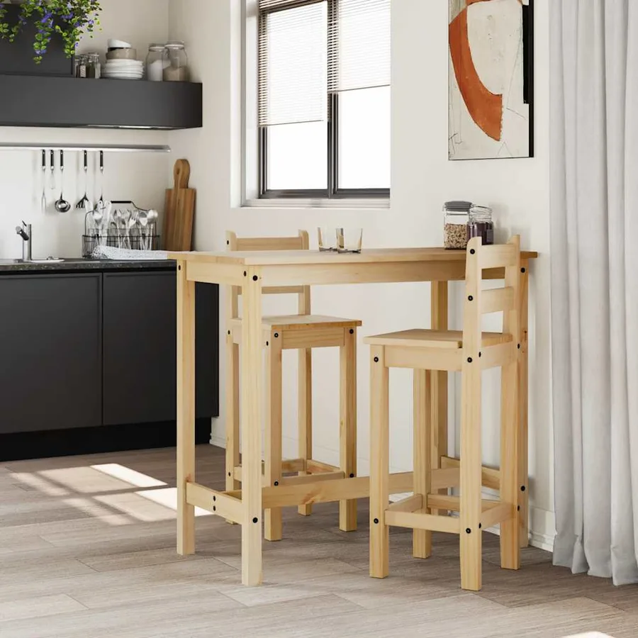 Chaises de bar lot de 2 bois de pin solide - 3