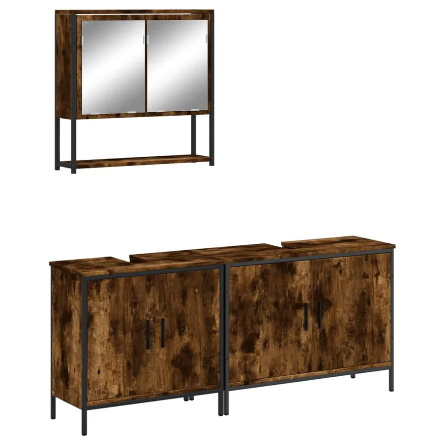 Ensemble de meubles de salle de bain 3 pcs Chêne fumé - 2