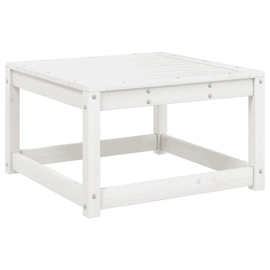 Repose-pied de jardin avec coussins blanc bois de pin massif - 4