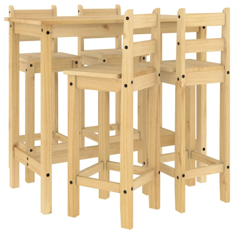 Ensemble de bar 5 pcs Bois de pin massif - 2