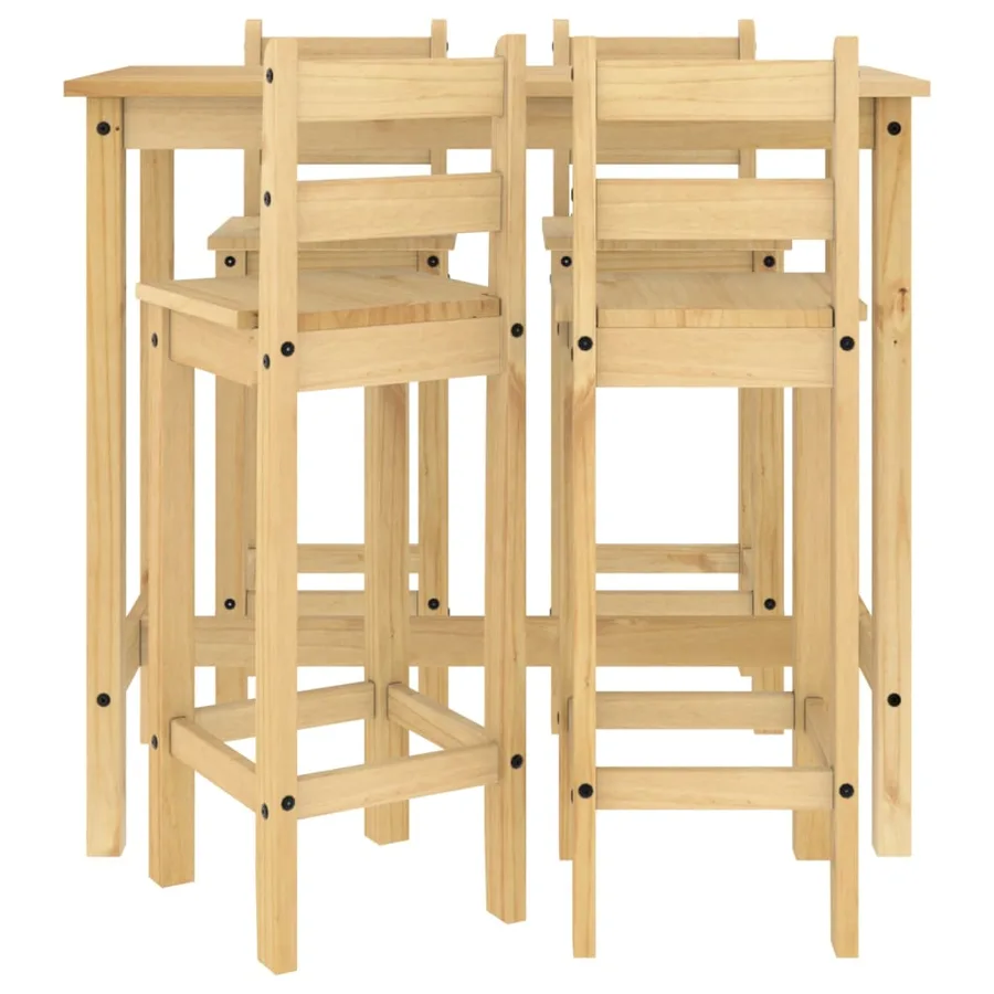 Ensemble de bar 5 pcs Bois de pin massif - 4
