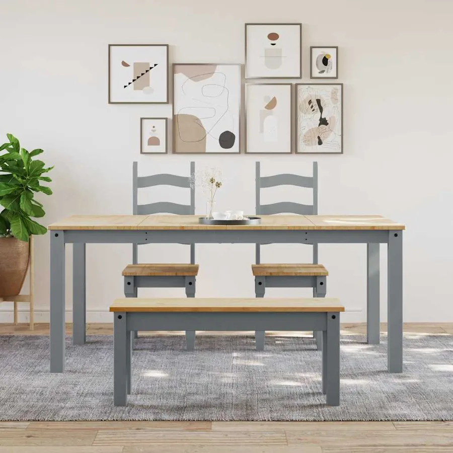Table à manger PANAMA gris 180x90x75 cm bois massif de pin - 3