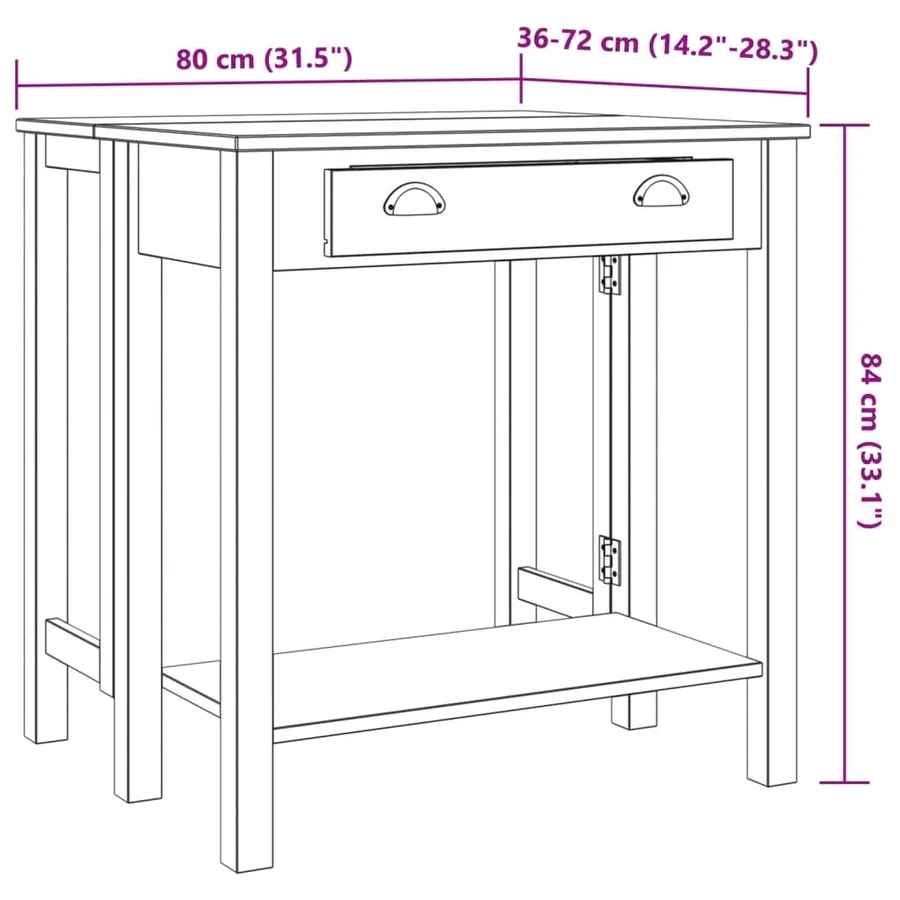 Ensemble de bar 3 pcs blanc bois de pin massif - 13