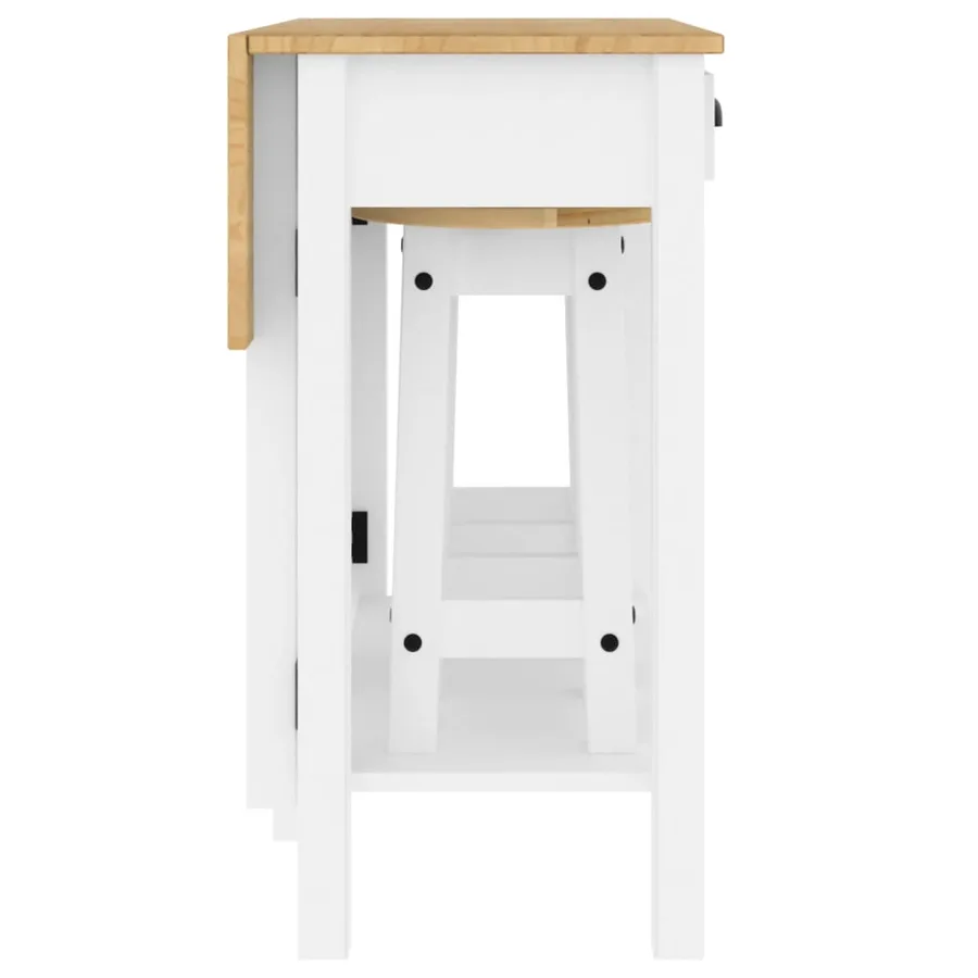Ensemble de bar 3 pcs blanc bois de pin massif - 8