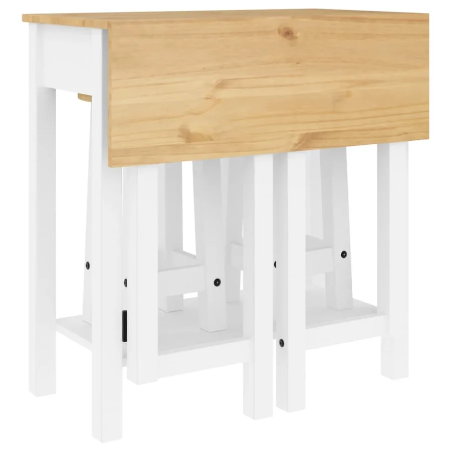 Ensemble de bar 3 pcs blanc bois de pin massif - 9