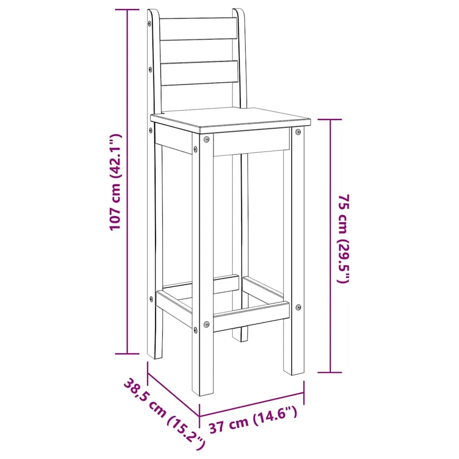 Ensemble de bar 3 pcs Bois de pin massif - 15