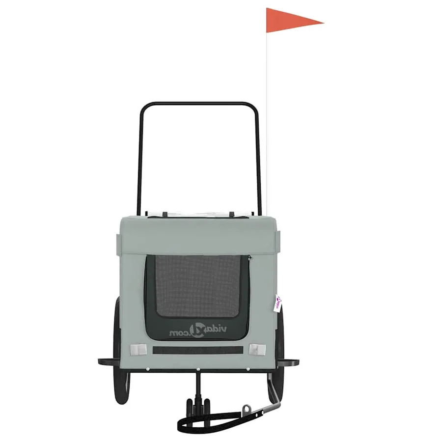 Remorque de vélo pour animaux de compagnie gris et noir - 5