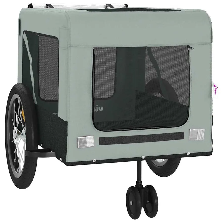 Remorque de vélo pour animaux de compagnie gris et noir - 6