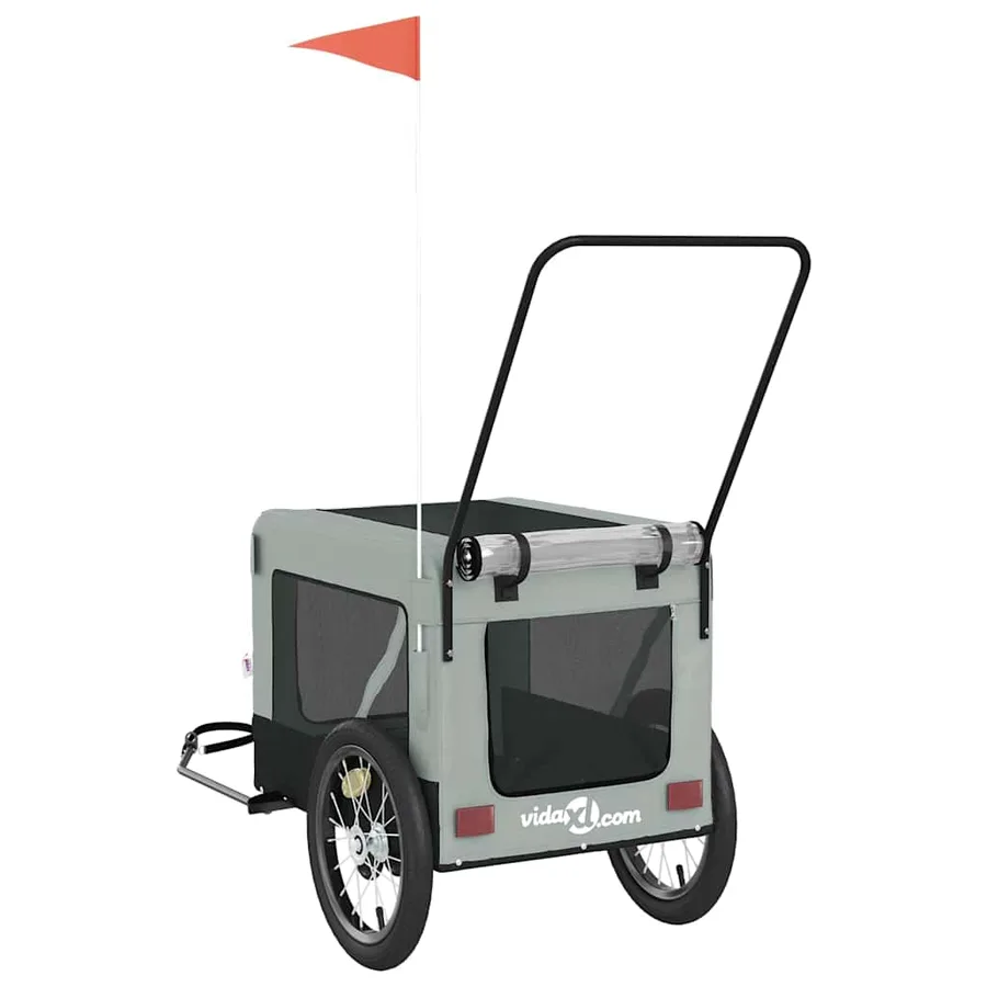 Remorque de vélo pour animaux de compagnie gris et noir - 9