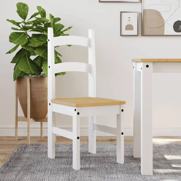 Chaises à manger lot de 2 blanc 40x46x99 cm bois massif de pin