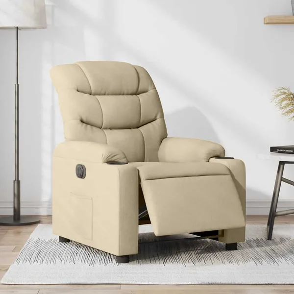 Fauteuil inclinable électrique Crème Tissu