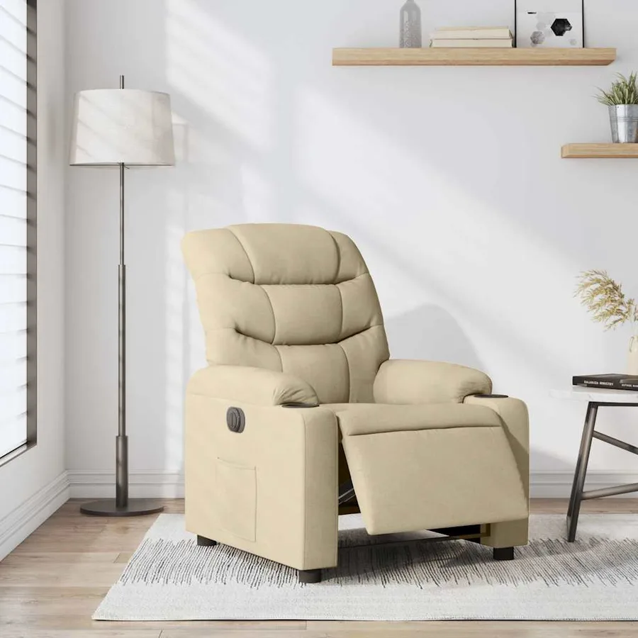 Fauteuil inclinable électrique Crème Tissu - 15