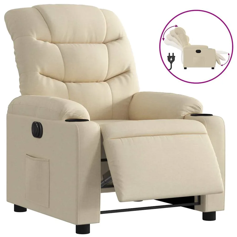 Fauteuil inclinable électrique Crème Tissu - 2