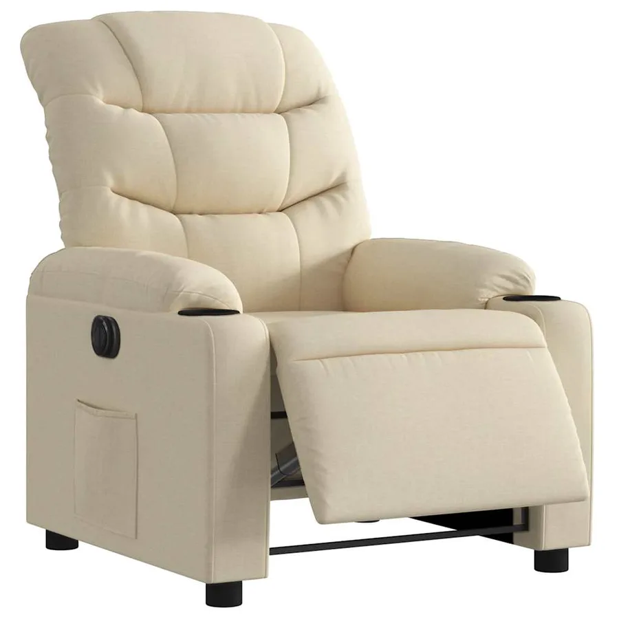 Fauteuil inclinable électrique Crème Tissu - 3