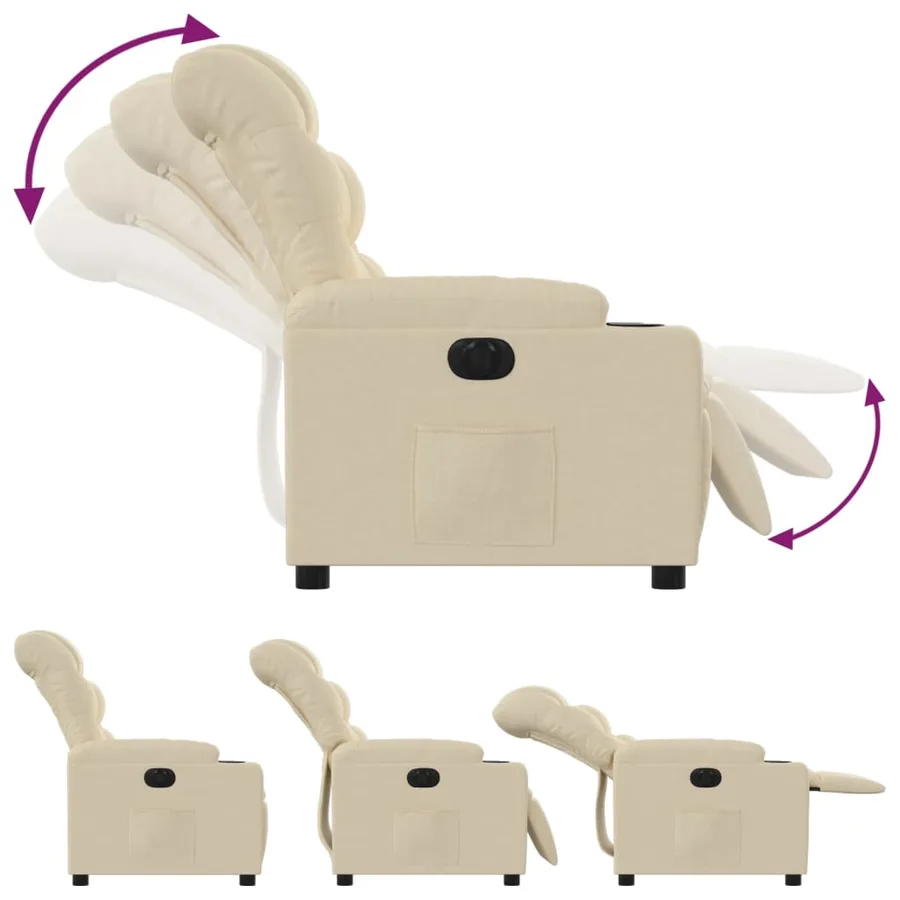 Fauteuil inclinable électrique Crème Tissu - 7