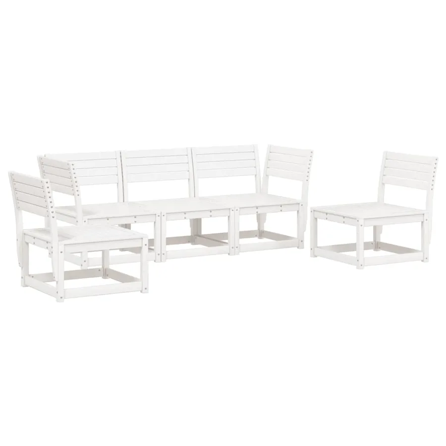 Salon de jardin 5 pcs blanc bois massif de pin - 2