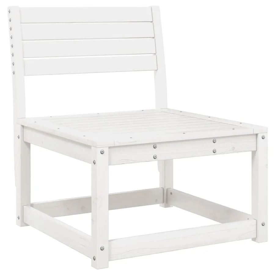 Salon de jardin 5 pcs blanc bois massif de pin - 3