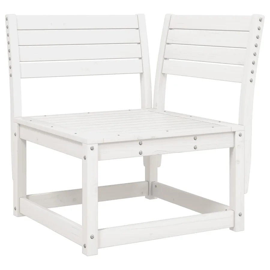 Salon de jardin 5 pcs blanc bois massif de pin - 4