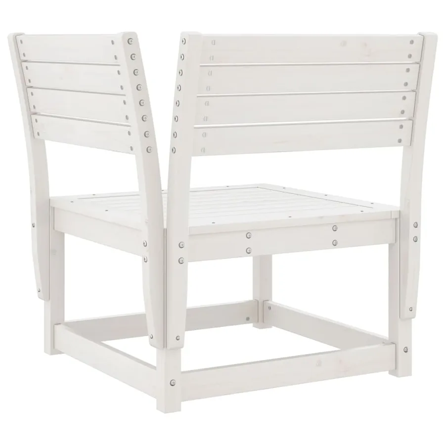 Salon de jardin 5 pcs blanc bois massif de pin - 5