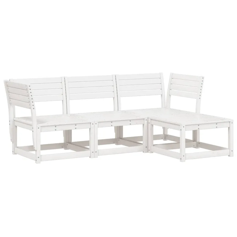 Salon de jardin 4 pcs blanc bois de pin massif - 2