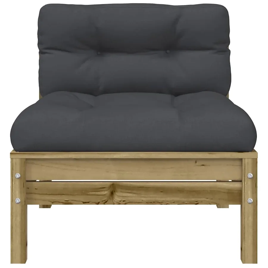 Canapé de jardin sans accoudoirs et coussins bois pin imprégné - 4