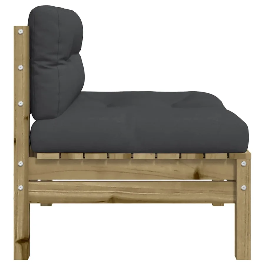 Canapé de jardin sans accoudoirs et coussins bois pin imprégné - 6