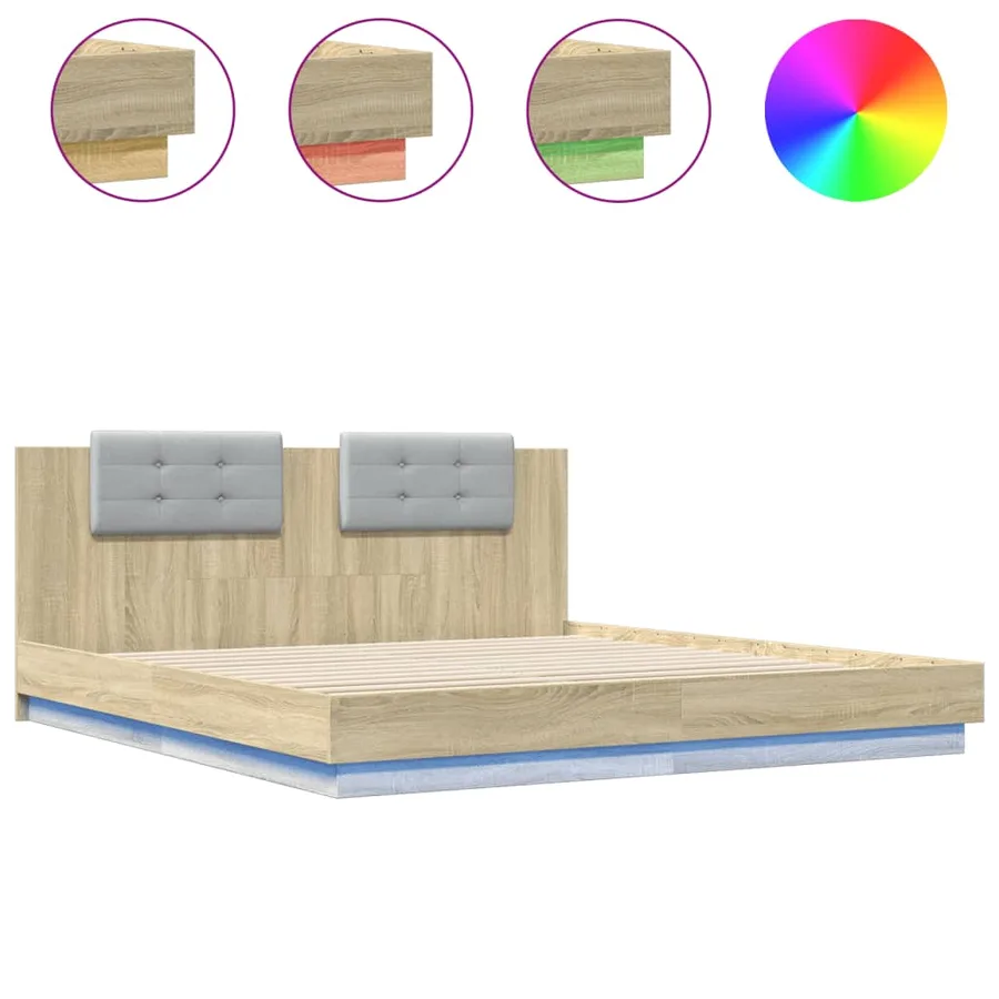 Cadre de lit avec LED sans matelas chêne sonoma 180x200 cm - 2