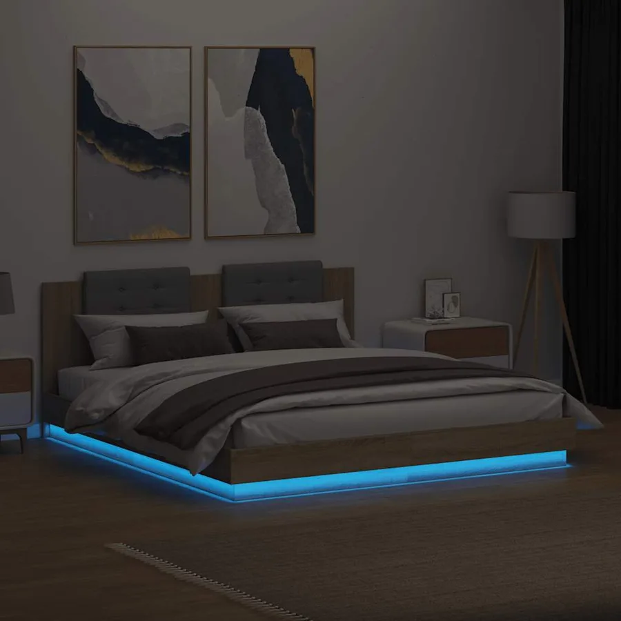 Cadre de lit avec LED sans matelas chêne sonoma 180x200 cm - 4