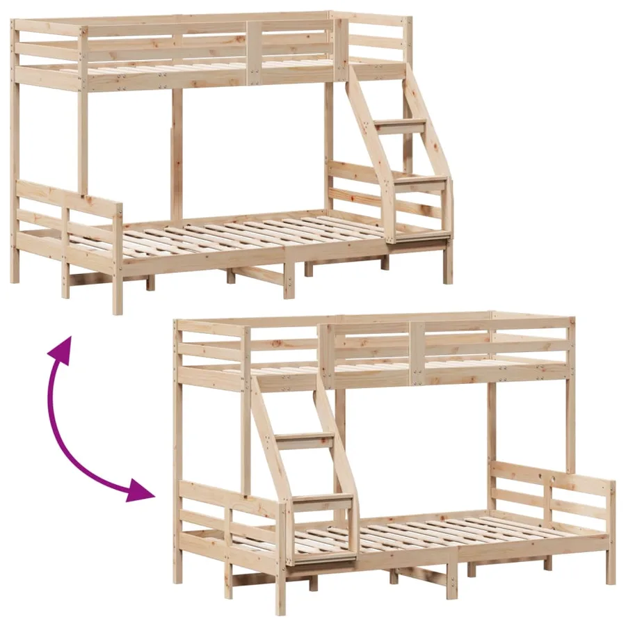 Lit superposé sans matelas 80x200/120x200 cm bois massif - 8