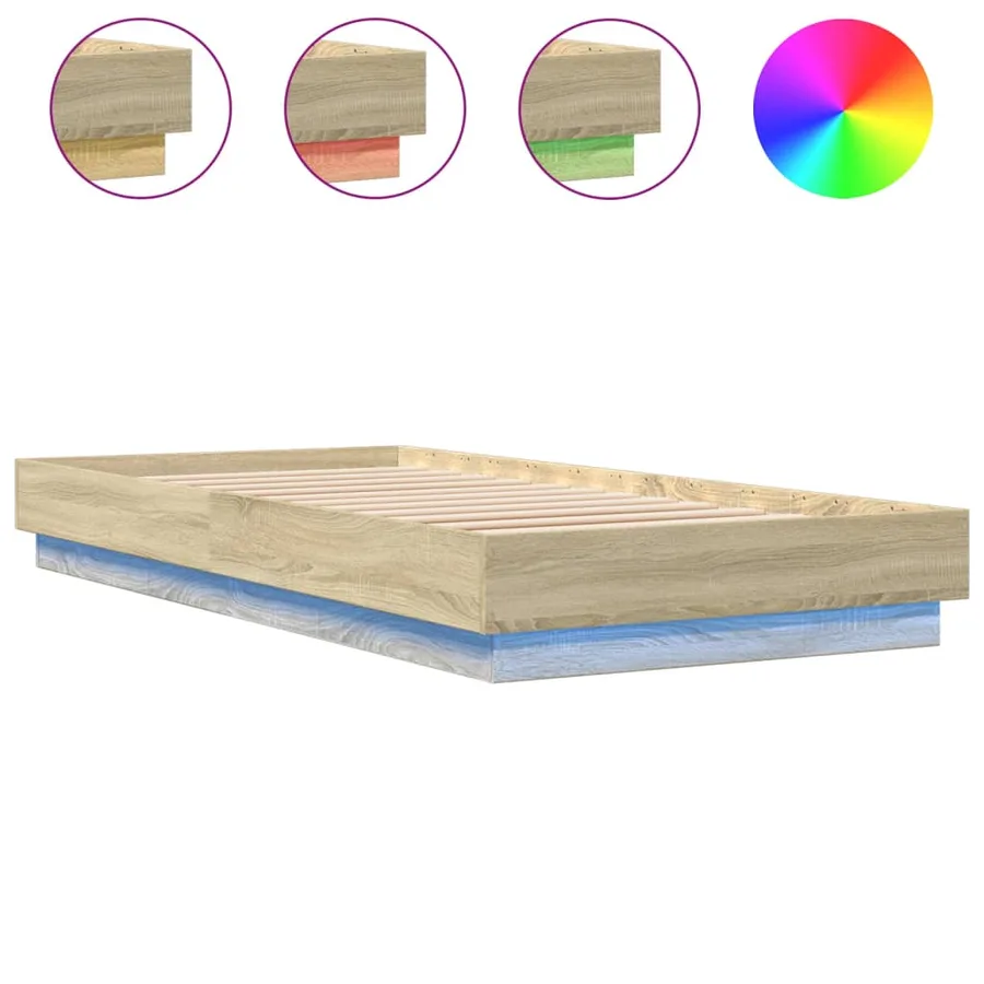Cadre de lit sans matelas avec lumières LED 90x200 cm - 2