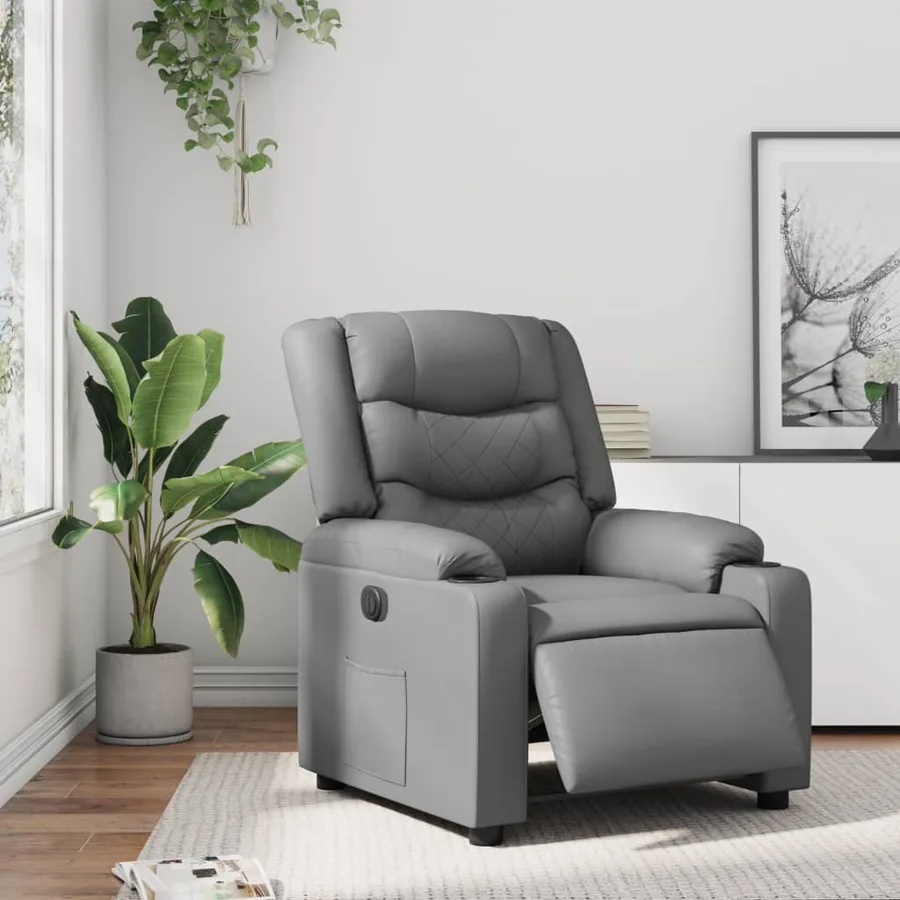 Fauteuil inclinable électrique Gris Similicuir - 16