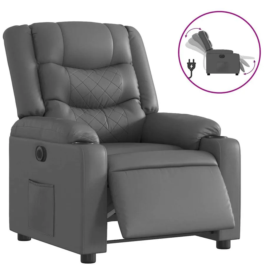 Fauteuil inclinable électrique Gris Similicuir - 2
