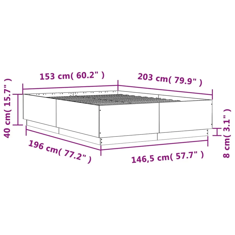 Cadre de lit sans matelas chêne sonoma 150x200 cm - 9