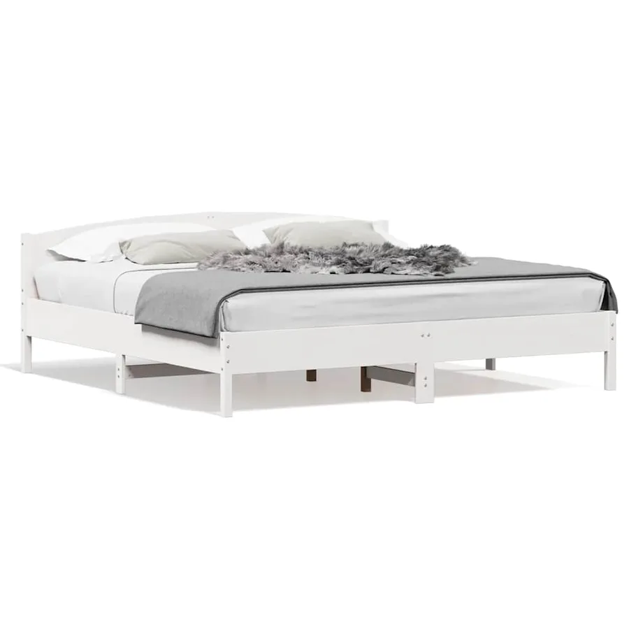 Cadre de lit sans matelas blanc 180x200 cm bois massif de pin - 2